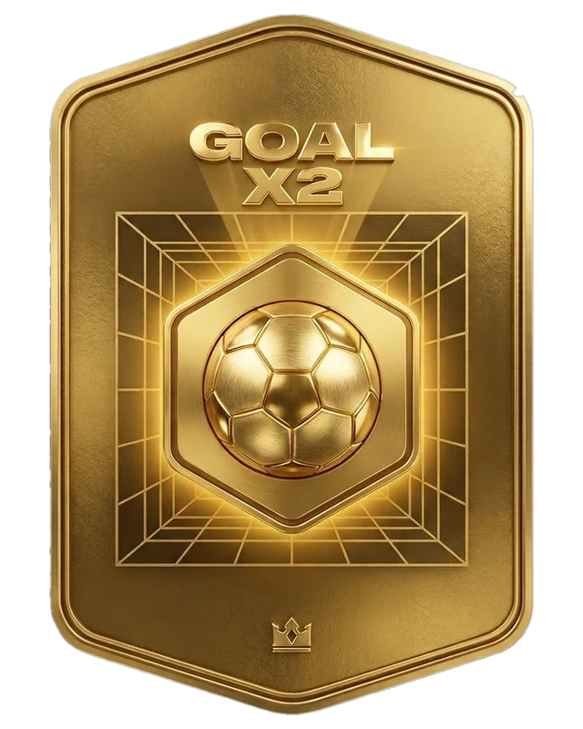 Carte officielle Kings League « Goal x2 » : un ballon doré dans un hexagone.
