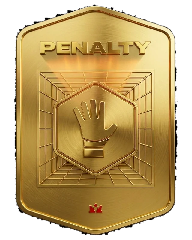 Carte officielle Kings League « Penalty » : un gant de gardien dans un hexagone.