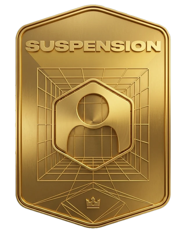 Carte officielle Kings League « Suspension » : la silhouette d'un joueur dans un hexagone.